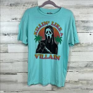 Ghost Face Shirt Adult Medium Blue Graphic Print Crew Halloween Scream Horror